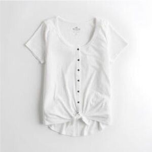 New Hollister The Easy T-Shirt White Ribbed Oversized Size Extra Small